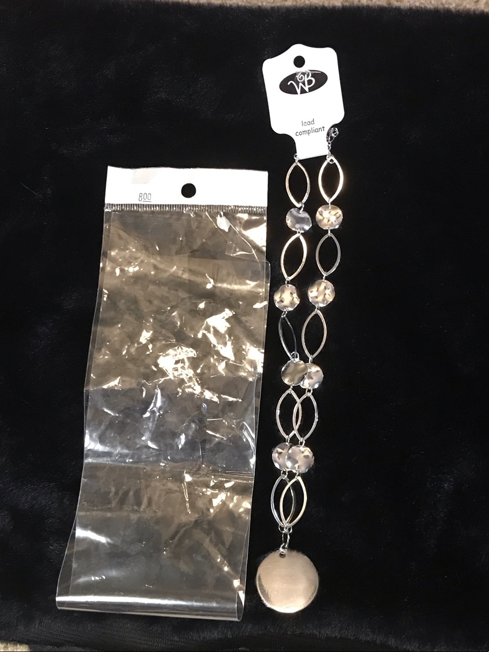Silver-Tone Long Pendant Necklace with Faceted Accent Discs